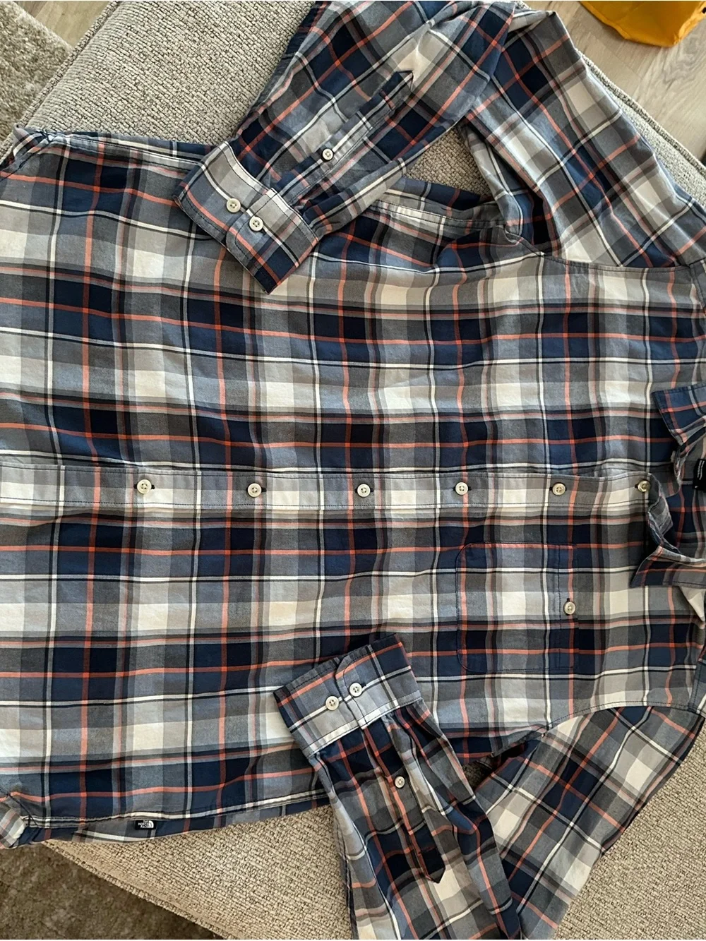The North Face Men’s Blue Plaid Button-Up Shirt